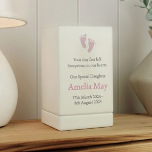 Personalised Baby Girl Small Wooden Ashes Urn