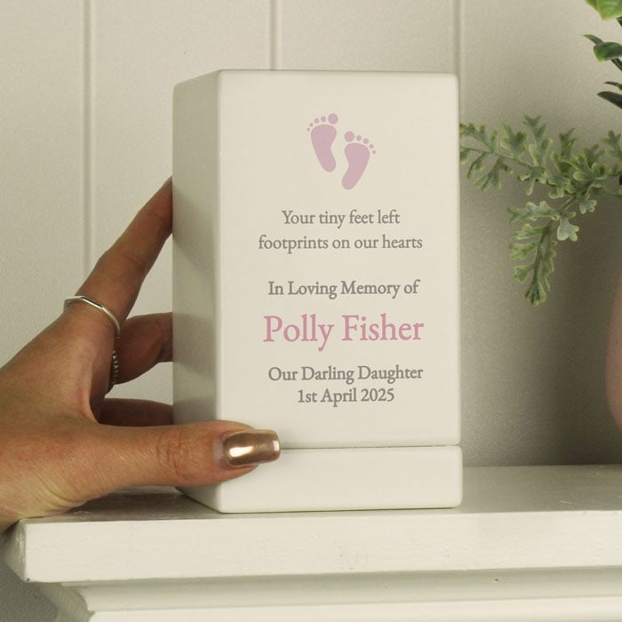 Personalised Baby Girl Small Wooden Ashes Urn
