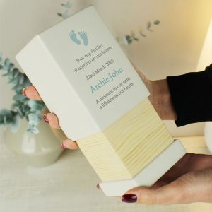 Personalised Baby Boy Wooden Ashes Urn