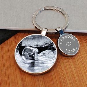 Personalised Baby Scan Photo Charm Key Ring