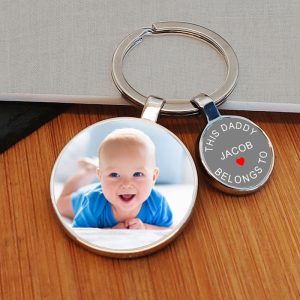 This Daddy Belongs To Custom Charm Photo Upload Key Ring
