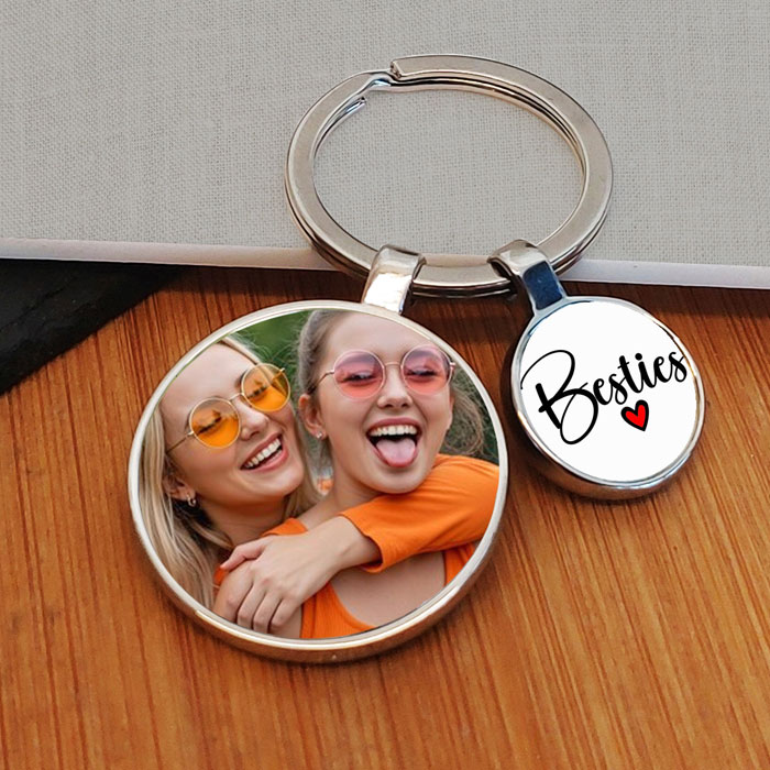 Besties Charm Photo Upload Key Ring Best Friend Gift