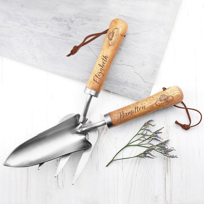 Personalised Luxury Stainless Steel Garden Trowel & Fork Set
