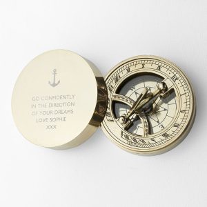 Personalised Iconic Adventurers Brass Sundial And Compass