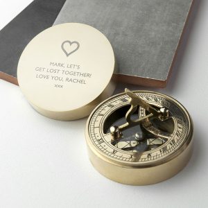 Personalised Iconic Adventurers Brass Sundial And Compass