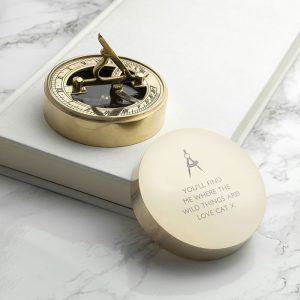 Personalised Iconic Adventurers Brass Sundial And Compass