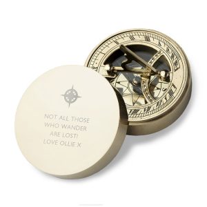 Personalised Iconic Adventurers Brass Sundial And Compass