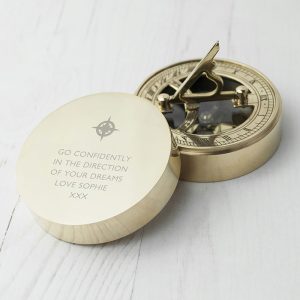 Personalised Iconic Adventurers Brass Sundial And Compass