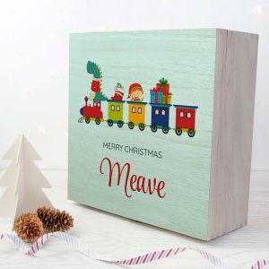 Kid's Personalised Festive Train Wooden Christmas Eve Box