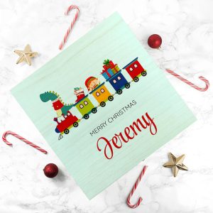 Kid's Personalised Festive Train Wooden Christmas Eve Box