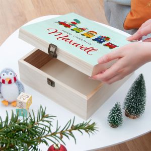Kid's Personalised Festive Train Wooden Christmas Eve Box
