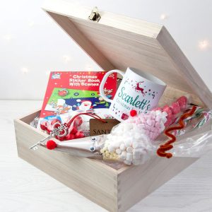 Personalised Festive Woodland Red Large Christmas Eve Box