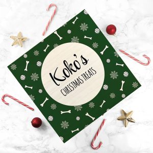 Personalised Dog Treats Large Wooden Christmas Box
