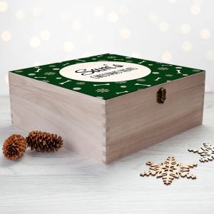 Personalised Dog Treats Large Wooden Christmas Box