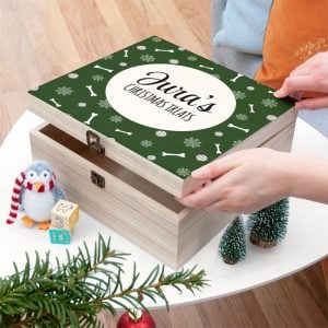 Personalised Dog Treats Large Wooden Christmas Box