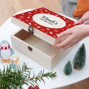 Personalised Cat Treats Large Wooden Christmas Keepsake Box