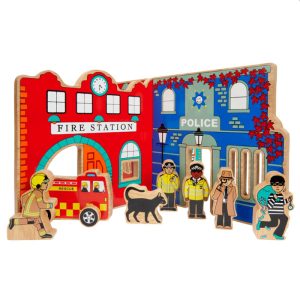 Lanka Kade Wooden Fire And Police Toy World Playset