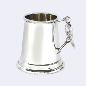 Personalised Engraved Stork Handle Pewter Baby Mug