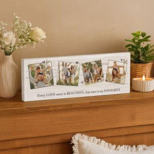 Personalised Photo Upload Hearts Mantel Block