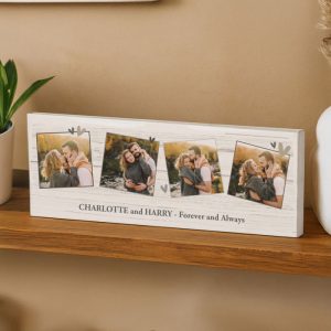 Personalised Photo Upload Hearts Mantel Block
