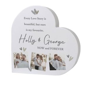Personalised Photo Upload Grey Heart Wooden Ornament