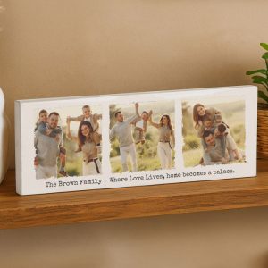 Personalised Multi Photo Upload Wooden Mantel Block