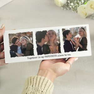 Personalised Multi Photo Upload Wooden Mantel Block