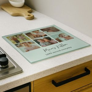 Personalised Multi Photo Upload Glass Chopping Board