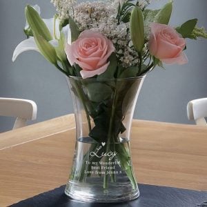 Personalised Engraved Love Heart Waisted Glass Vase