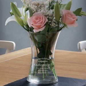 Personalised Engraved Classic Glass Waisted Vase