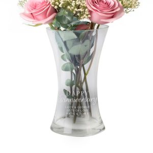 Personalised Engraved Happy Anniversary Glass Vase