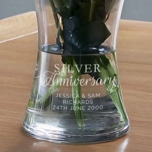 Personalised Engraved Silver Anniversary Glass Vase