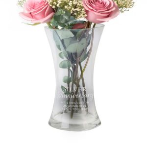 Personalised Engraved Silver Anniversary Glass Vase