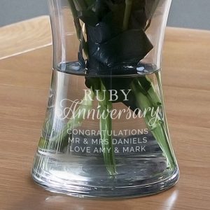 Personalised Engraved Ruby Wedding Anniversary Glass Vase