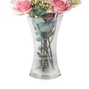 Personalised Engraved Ruby Wedding Anniversary Glass Vase