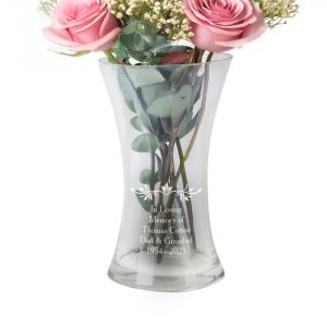 Personalised Engraved Sentiments Glass Memorial Vase