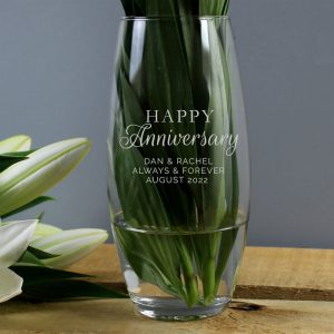 Personalised Engraved Happy Anniversary Glass Bullet Vase