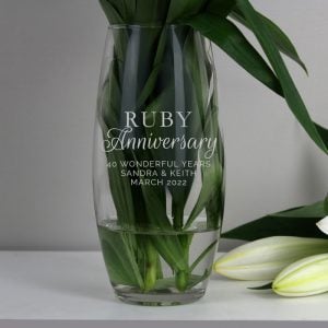 Personalised Ruby Wedding Anniversary Glass Bullet Vase