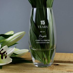 Personalised Engraved Anniversary Glass Bullet Vase