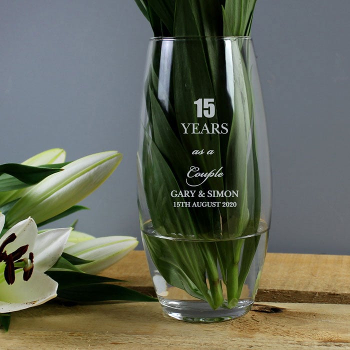 Personalised Engraved Anniversary Glass Bullet Vase