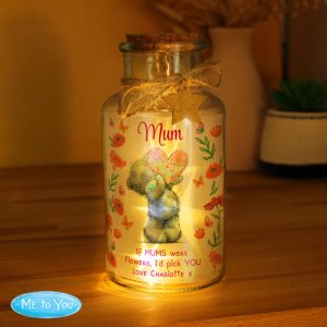 Personalised Me to You Flowery LED Light Up Glass Jar