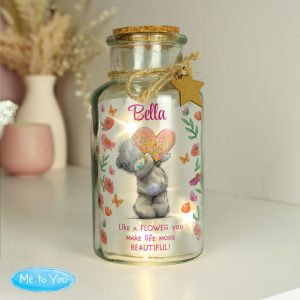 Personalised Me to You Flowery LED Light Up Glass Jar