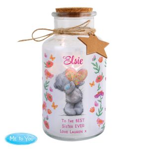 Personalised Me to You Flowery LED Light Up Glass Jar