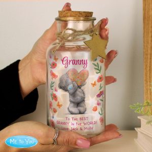 Personalised Me to You Flowery LED Light Up Glass Jar