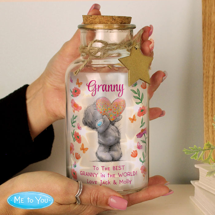 Personalised Me to You Flowery LED Light Up Glass Jar