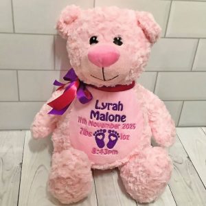 Personalised Embroidered Pink Tummi Teddy Bear From Birth