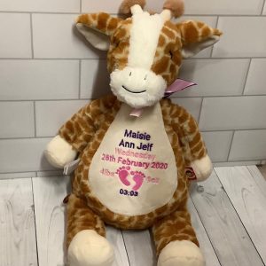 Personalised Embroidered Cubbies Giraffe Baby Toy - Unisex