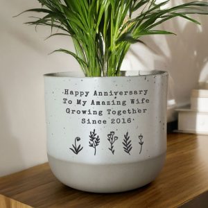 Personalised Floral Flecked Ceramic Plant Pot