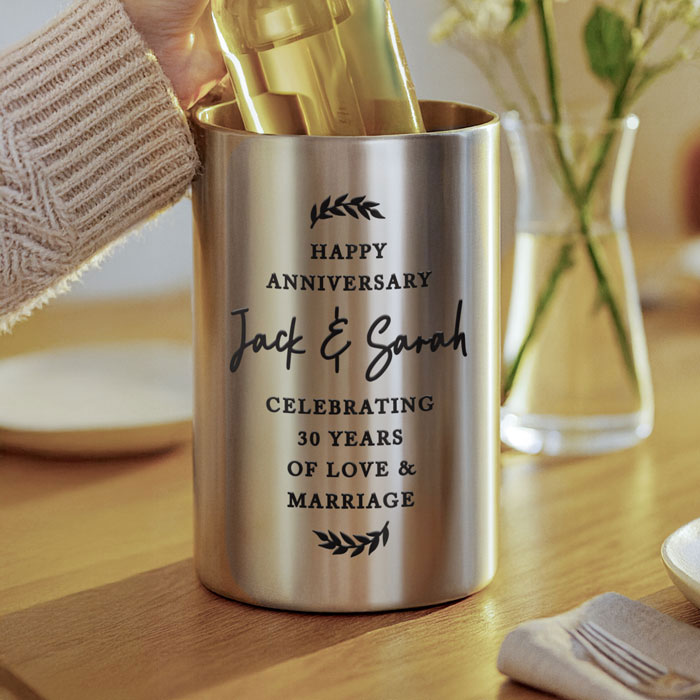 Personalised Bold Text Stainless Steel Wine Cooler