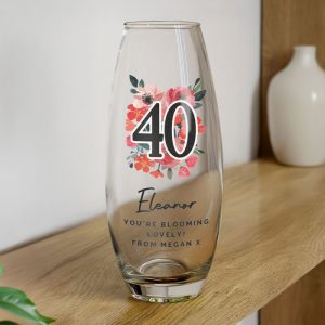 Personalised Floral Big Age Glass Bullet Vase Birthday Gift
